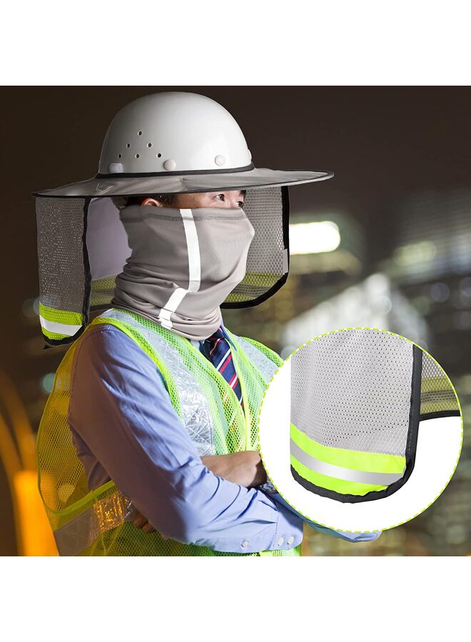 Hard Hat Sun Shade Neck Protection High Visibility Sun Neck Shield Full Brim Mesh Sun Shade Protection and Neck Gaiter Bandana Face Scarf for Hard Hat Accessories,Dusty Grey - Image 3