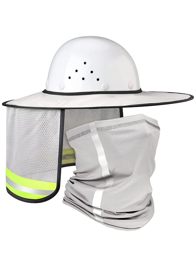 Hard Hat Sun Shade Neck Protection High Visibility Sun Neck Shield Full Brim Mesh Sun Shade Protection and Neck Gaiter Bandana Face Scarf for Hard Hat Accessories,Dusty Grey - Image 1