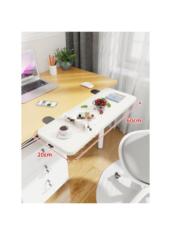 Desktop Extension Hand Support Computer Desk Desk Side Table Board Bracket Keyboard Dormitory Station Board Widened Folding Extension-Pattern:Black Bracket + White Board 60*20*1.2  - Image 1