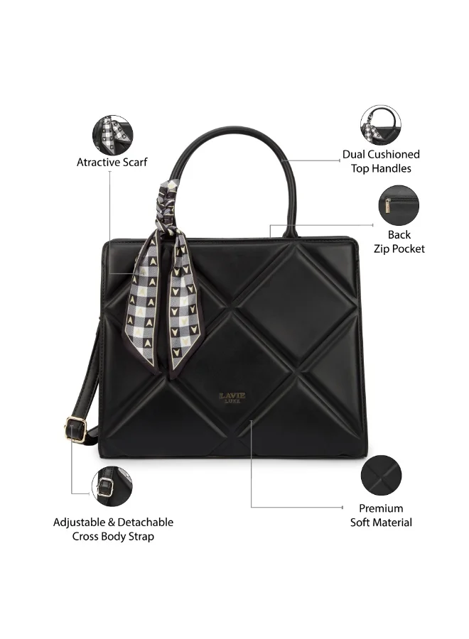 Lavie Luxe Women's Quare Large Satchel (Black)