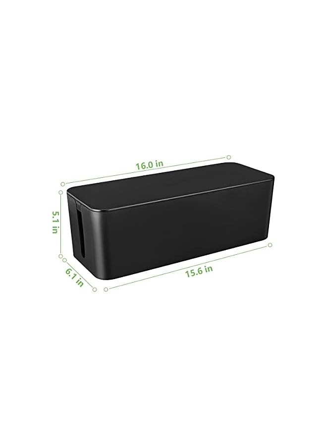 promass Cable Management Box,Large Cord Organizer BoxCord Hider Box to Hide Surge Protector Cover on Desk or Floor for Home & Office(Black) - Image 2