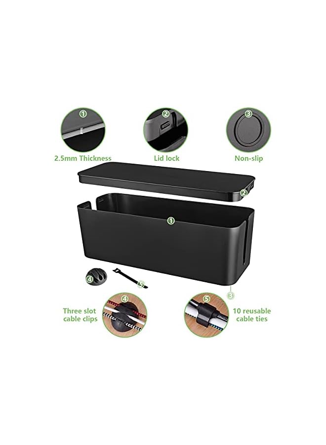 promass Cable Management Box,Large Cord Organizer BoxCord Hider Box to Hide Surge Protector Cover on Desk or Floor for Home & Office(Black) - Image 4
