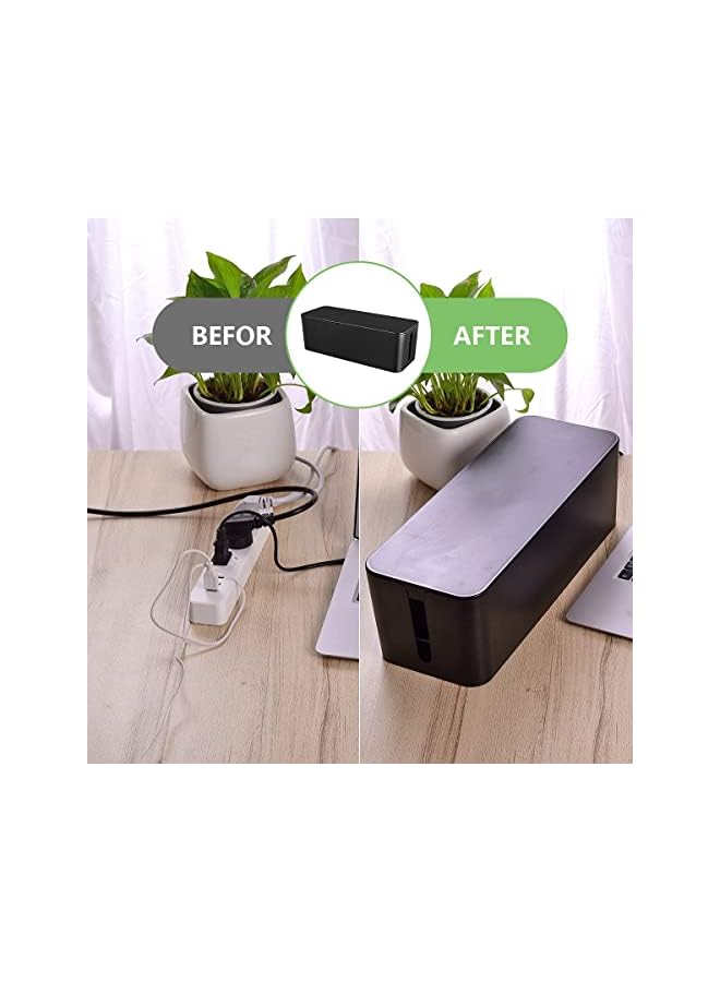 promass Cable Management Box,Large Cord Organizer BoxCord Hider Box to Hide Surge Protector Cover on Desk or Floor for Home & Office(Black) - Image 5