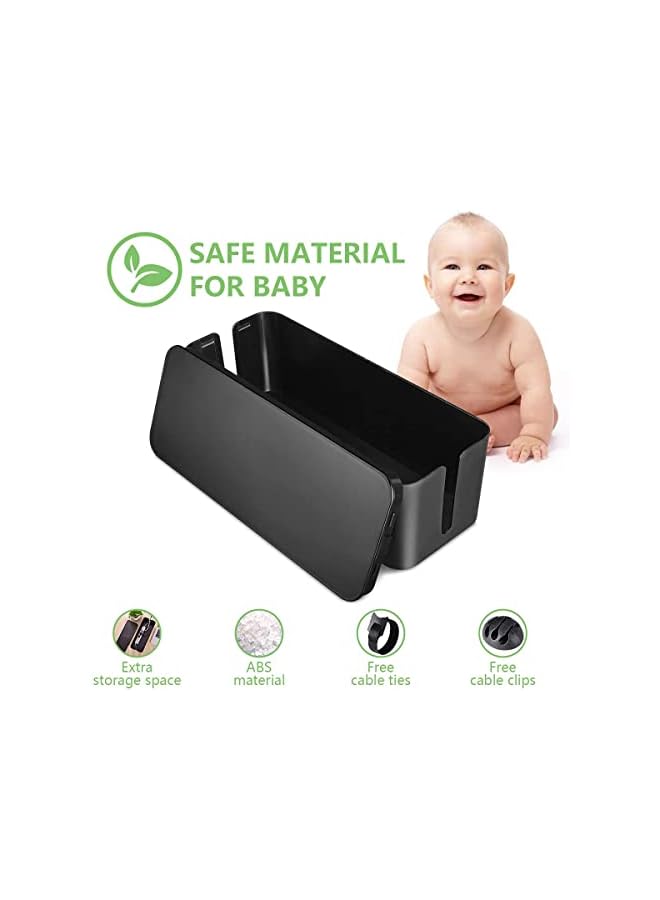 promass Cable Management Box,Large Cord Organizer BoxCord Hider Box to Hide Surge Protector Cover on Desk or Floor for Home & Office(Black) - Image 3