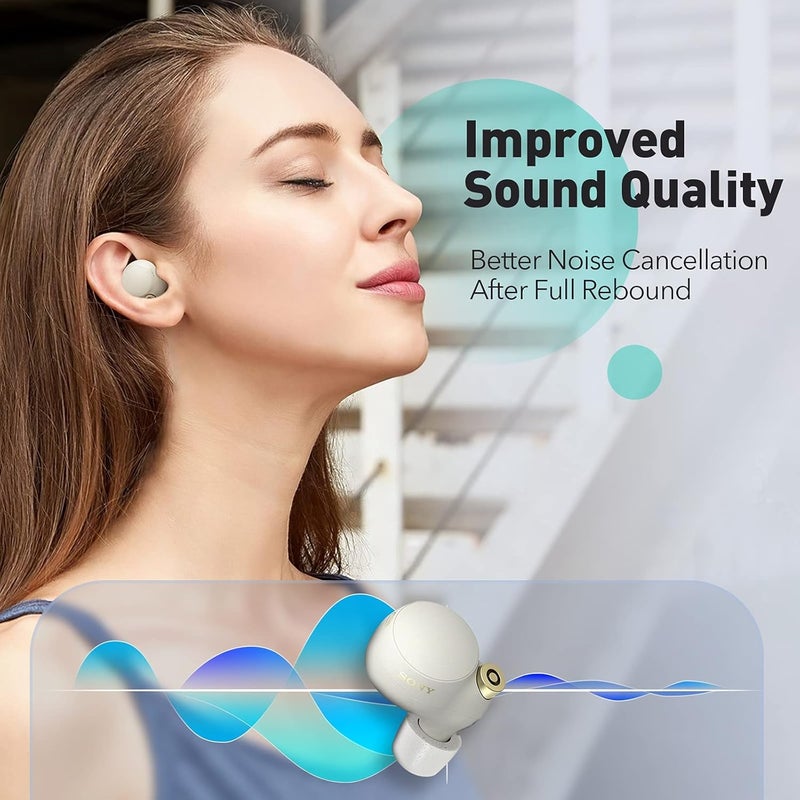 MAKINGTEC Memory Foam Tips for Sony WF-1000XM4 / WF-1000XM3, Anti-Slip Replacement Ear Tips for Sony True Wireless Earphones, Fit in The Charging Case, Perfect Noise Cancellation, 3 Pairs (Assorted Size, Gray) - Image 3
