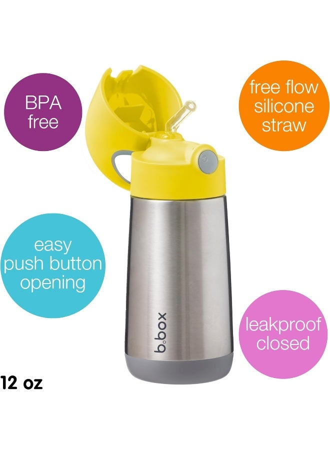 b.box 12 oz Insulated Water Bottle: Keeps Drinks Cold up to 8 Hours, Warm up to 6 Hours. Triple Wall Stainless Steel Kids Water Bottle w/Free Flow Silicone Straw Top. Leakproof & Dishwasher Safe - Image 3