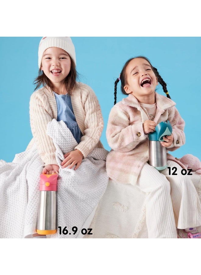 b.box 12 oz Insulated Water Bottle: Keeps Drinks Cold up to 8 Hours, Warm up to 6 Hours. Triple Wall Stainless Steel Kids Water Bottle w/Free Flow Silicone Straw Top. Leakproof & Dishwasher Safe - Image 2