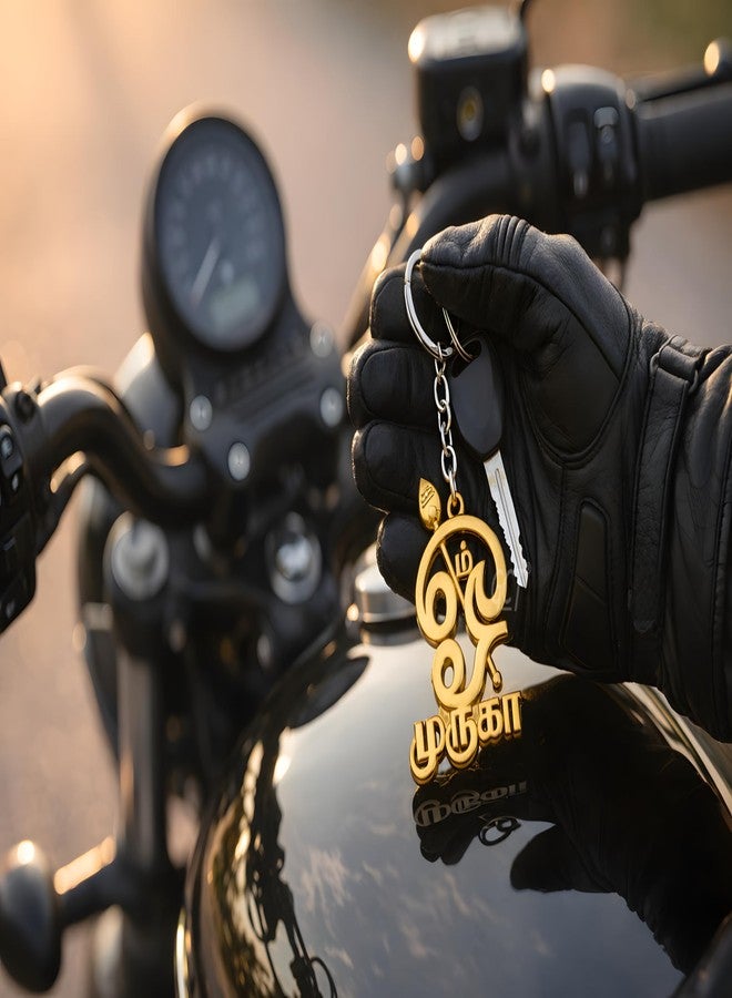 GCT Tamil Om Murugan Vel Keychain (KC-1) Gold Finish Metal Devotional Key Ring - Lord Murugan Aum Symbol Key Chain for Bike, Car & Spiritual Gift - Image 4