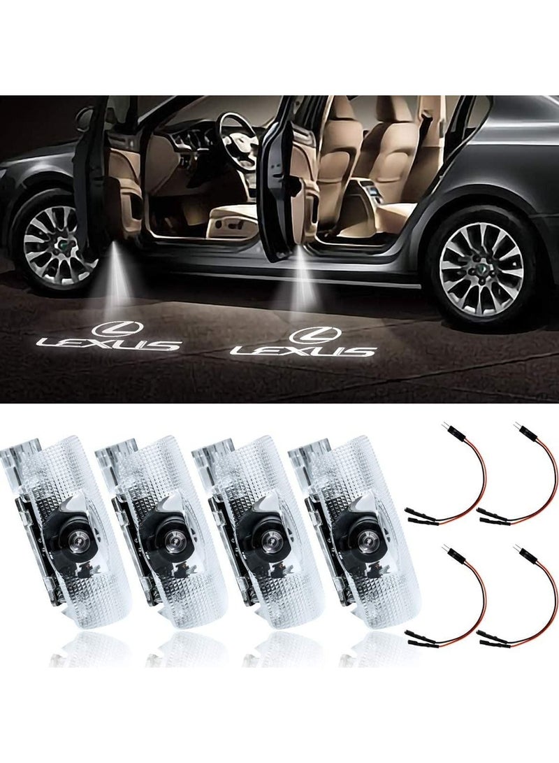 Loquat 4 Pack LED Car Door Logo Light Projector, Welcome Laser Lights Car Door Courtesy Lights 3D Logo Door Lights White LED Projector Lamps for RXESGXLSLXISGSRCUX Series Lexus Door Light Replacement - Image 1