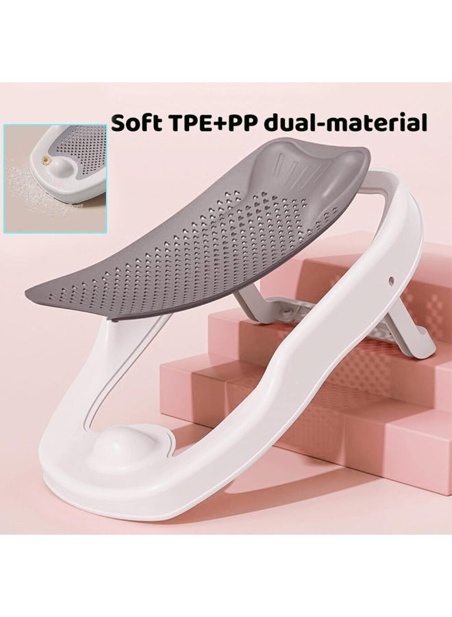 ميني مي مقعد استحمام قابل للطي للمولود الجديد | أبيض | تصميم مريح | كرسي استحمام قابل للطي | مضاد للانزلاق | سيليكون | من 0 إلى 6 أشهر | ملحقات استحمام للأطفال | إسفنجة بحرية فائقة النعومة وحلقة قطنية | سريع الجفاف - Image 2