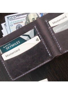 Vagave Leather Handmade Wallet Card Holder Men's Wallet Gray  - Image 1