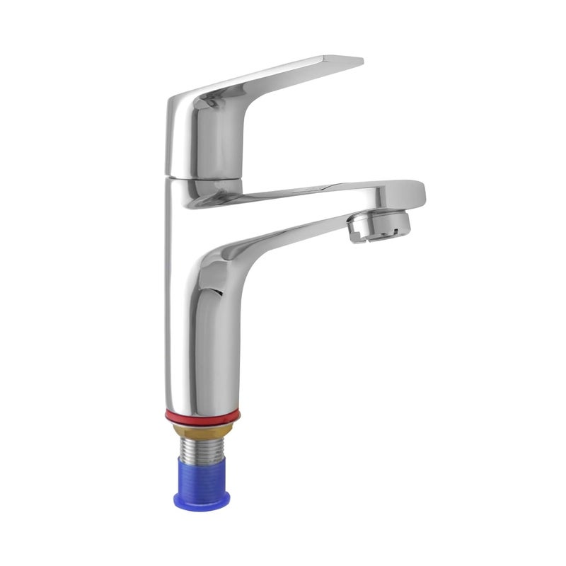 NEW WARE New Ware Chrome Finish Brass Short Body Single Handle Pillar Tap for Wash Basin Table Top Tap Spout for BathtubKitchen SinkSink Bowl HotCold Water Faucet for Home Kitchen - Image 1