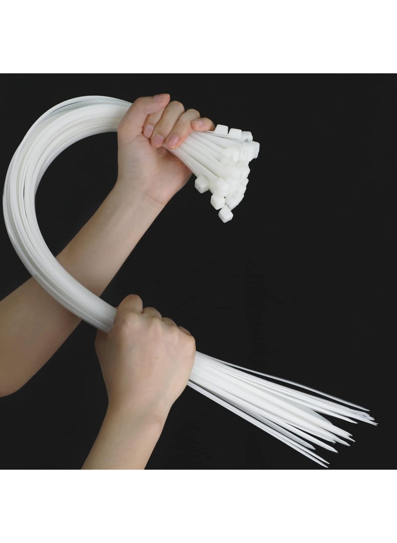 SHIVROH STAR Shivroh Star Teeth Grip Nylon Self Locking Cable Ties White 400 mm 16 inch Pack of 100 Heavy Duty Strong Zip Wire Fastener Organizer Tie  - Image 1