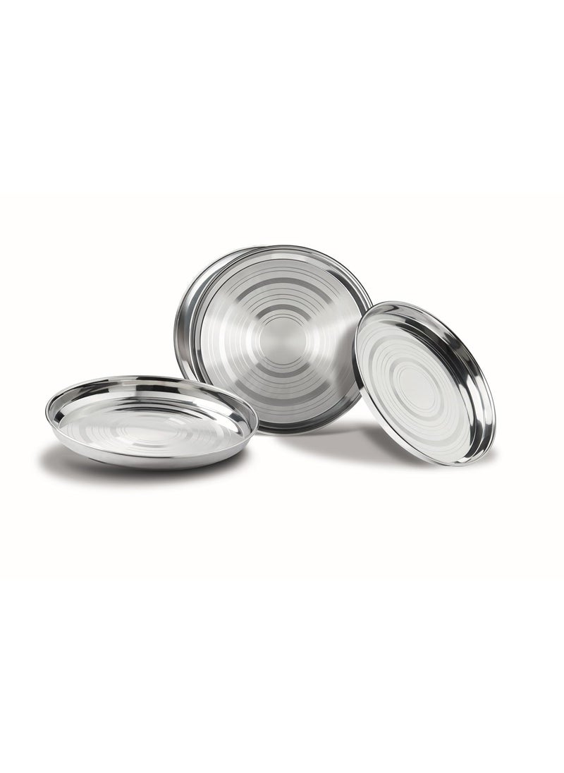 ANJALI - Anjali Stainless Steel Silver Plate Set, 4 Pieces - Image 1