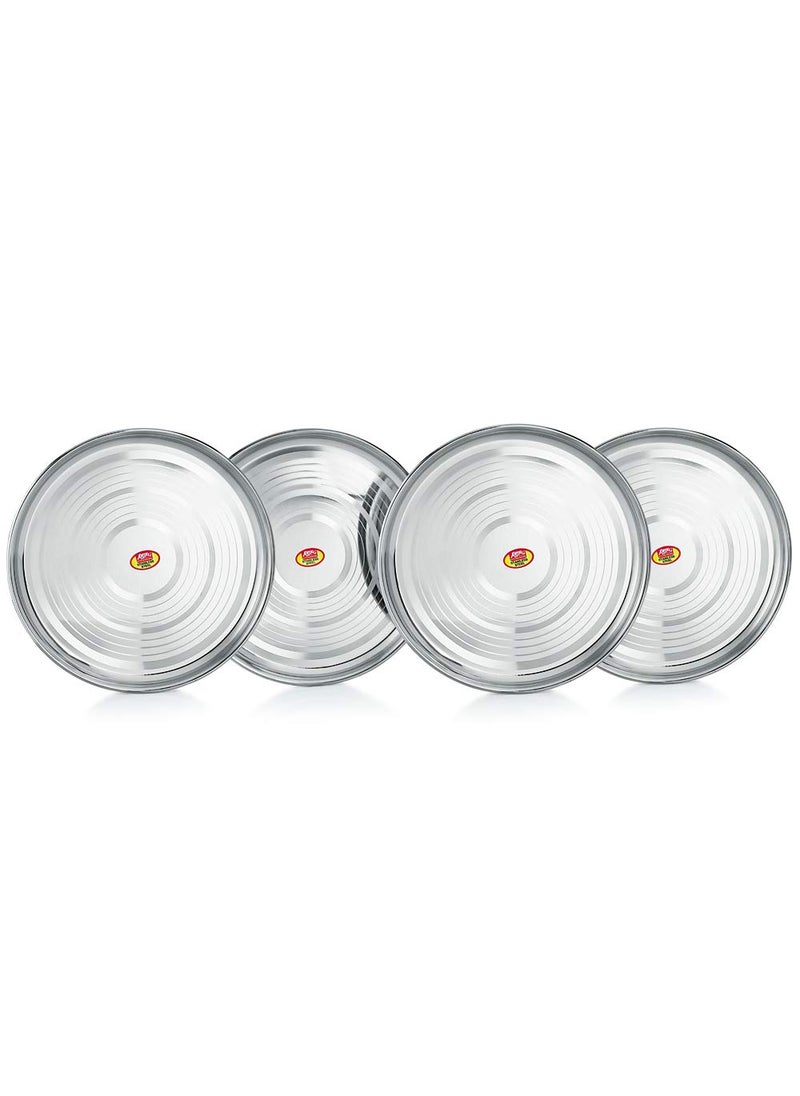 ANJALI - Anjali Stainless Steel Silver Plate Set, 4 Pieces - Image 1