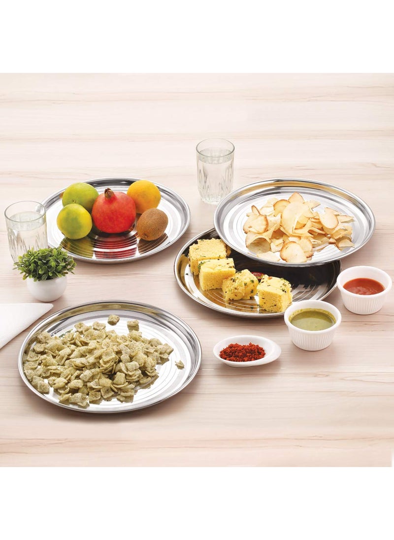 ANJALI - Anjali Stainless Steel Silver Plate Set, 4 Pieces - Image 1