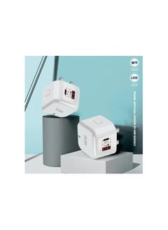 Fast Wall Charger or Adapter PD38W+QC3.0 Dual port USB A port & C port PowerPort III 20W Cube Charger For iPhone 13/13 Mini/13 Pro/13 Pro Max/12, Galaxy, Pixel 4/3, iPad/ iPad mini, And More White