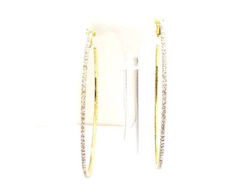CRISTAL Clip-on Earrings Gold Tone Rhinestone Hoop Earrings 4 Inch Crystal Hoop Earrings - Image 3