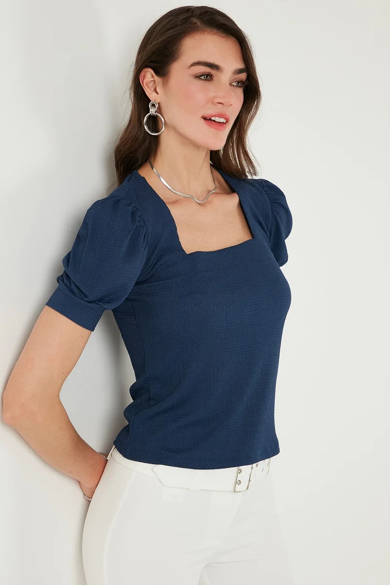 Lela Sleeve Detailed Square Neck Blouse Women's Blouse 5869002