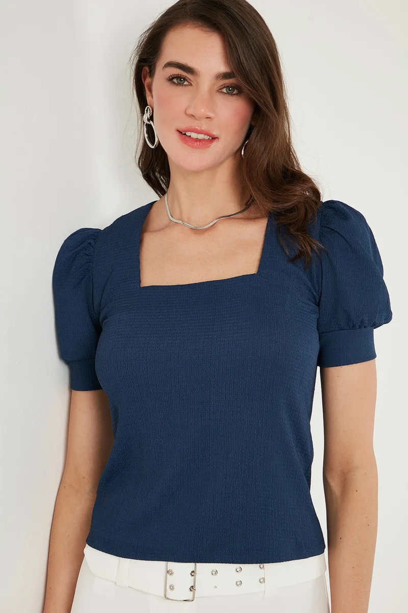 Lela Sleeve Detailed Square Neck Blouse Women's Blouse 5869002