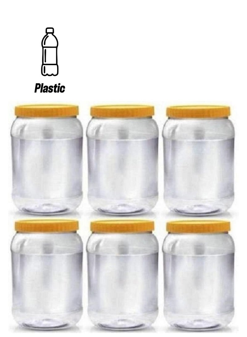 Alsaqer 6-Pieces Plastic Spice Storage Pet Jar -Sunpet 1500 ml Round Clear Jars with lid-Plastic Transparent Bottles