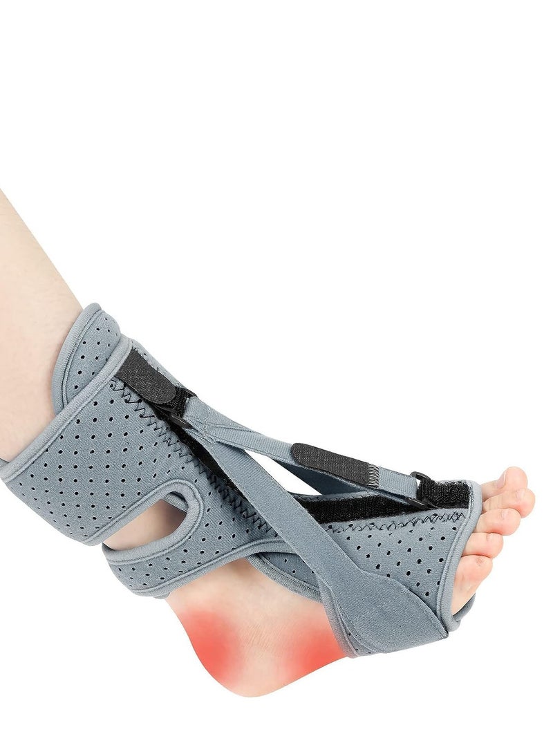 Adjustable Ankle Support Brace Set for Foot Drop and Arch Pain Relief, Ideal for Plantar Fasciitis and Achilles Tendonitis, Unisex Design in Gray - Image 1