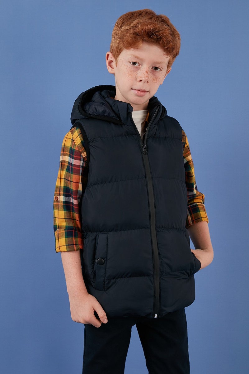 Lela Zippered Hooded Pocket Puffer Vest Unisex Children's Vest 5761983  - Image 1
