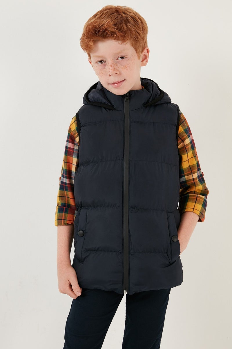 Lela Zippered Hooded Pocket Puffer Vest Unisex Children's Vest 5761983  - Image 3