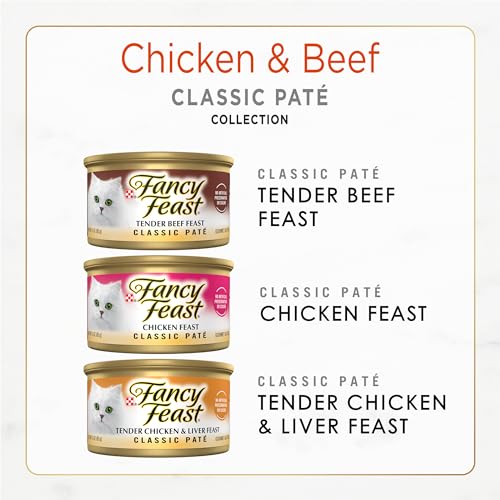 Fancy Feast Purina Fancy Feast Chicken and Beef Classic Pate Collection Grain Free Wet Cat Food Variety Pack - (Pack of 24) 3 Oz. Pull-Top Cans - Image 2