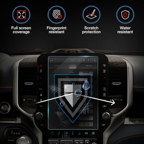 Kykr 12 Inches Tempered Glass Screen Protector for 2019-2025 Dodge Ram 1500, 2500, 3500, 9H Hardened, Anti-Glare, and Anti-Scratch Glass, Easy to Apply, Water-Resistant Car Accessories, Matte(Incompatible with 14 inch model) - Image 5