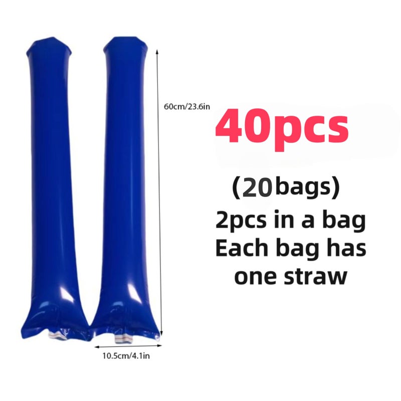 ROSEBB 40pcs Round headTeam Spirit Boom Sticks Thunder Sticks Cheering Sticks Team Spirit Plastic Cheerleading Spirit Stick Clapper Inflatable Noise Maker Sports Supply Blue - Image 5