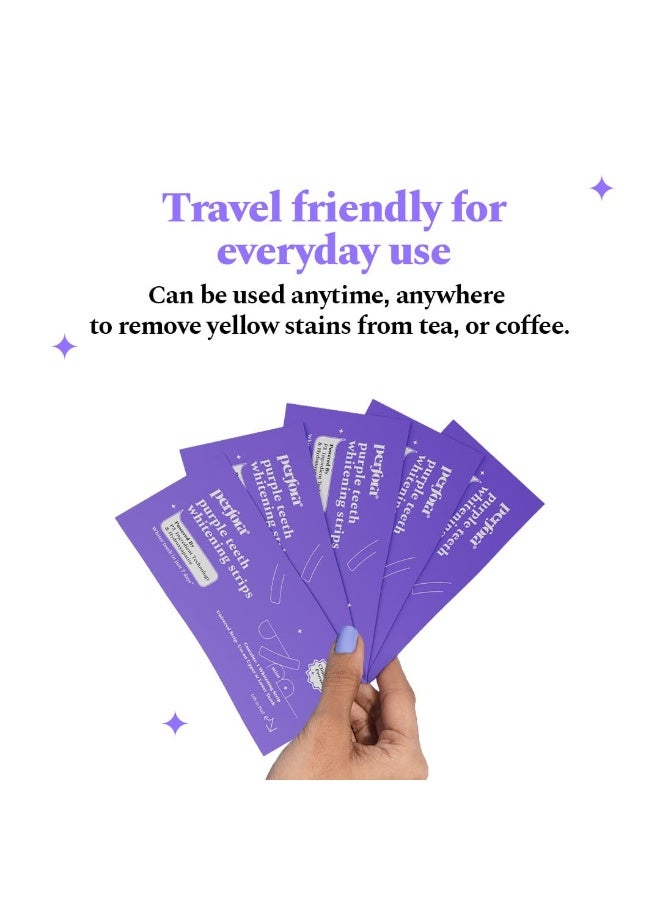 Perfora Purple Teeth Whitening Strips – Pack of 3 Treatments (6 Strips) – Whitens Teeth in 1 Use | Peroxide & Sensitivity-Free, Enamel-Safe Oral Care | PAP & Hydroxyapatite For Stain Removal | Self-dissolving Strips - Image 2