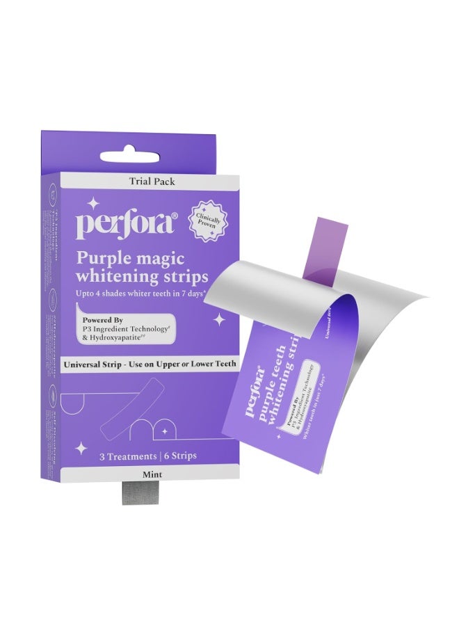 Perfora Purple Teeth Whitening Strips – Pack of 3 Treatments (6 Strips) – Whitens Teeth in 1 Use | Peroxide & Sensitivity-Free, Enamel-Safe Oral Care | PAP & Hydroxyapatite For Stain Removal | Self-dissolving Strips - Image 1