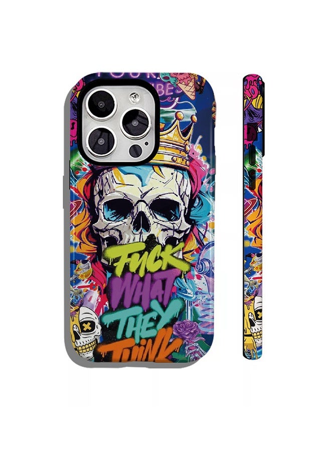 Graffiti - Style Skull Clear Phone Case for iPhone 16 Pro, Bold Artistic Design with Vibrant Colors for Edgy Personalities - Image 1