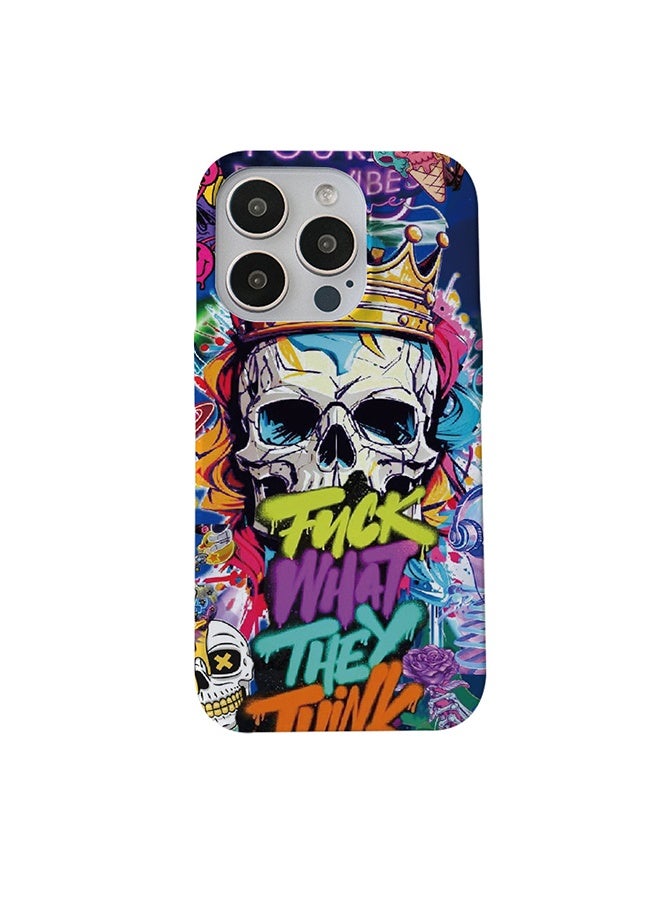 Graffiti - Style Skull Clear Phone Case for iPhone 16 Pro, Bold Artistic Design with Vibrant Colors for Edgy Personalities - Image 2