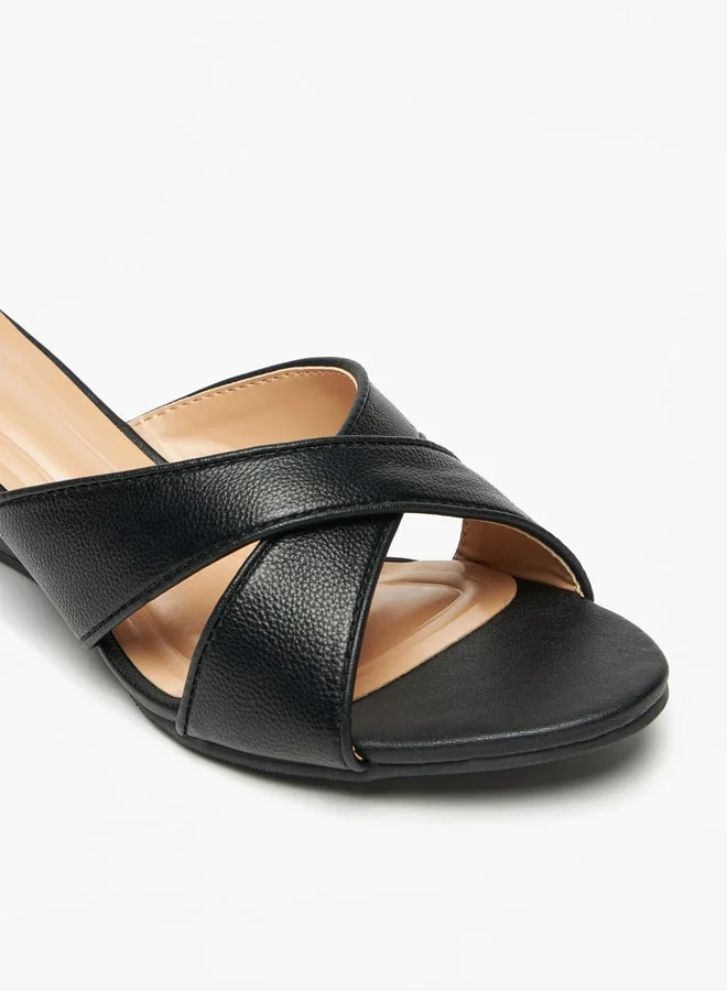سيليست Women's Cross Strap Slip-On Sandals with Wedge Heels