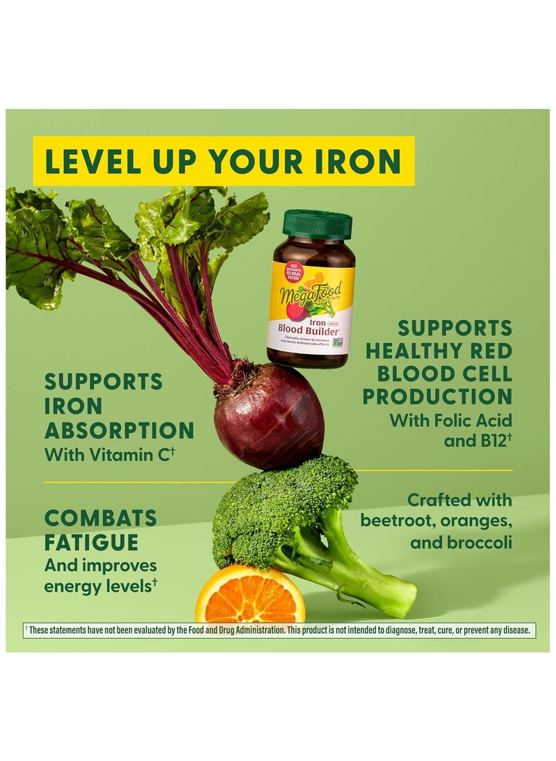 MegaFood - MegaFood Blood Builder Minis - Iron Supplement Clinically Shown to Increase Iron Levels Without Side Effects - Iron With Vitamin C, Vitamin B12 & Folic Acid - Vegan - 60 Tablets (30 servings) - Image 1