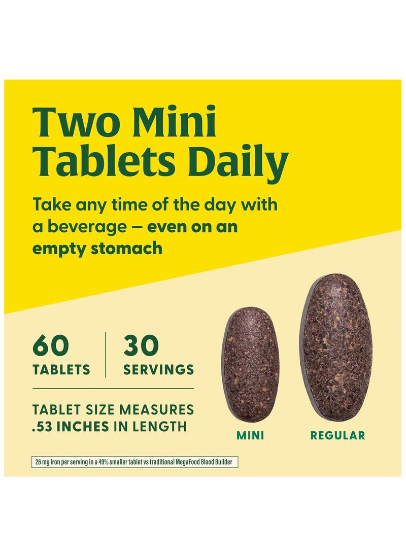 MegaFood - MegaFood Blood Builder Minis - Iron Supplement Clinically Shown to Increase Iron Levels Without Side Effects - Iron With Vitamin C, Vitamin B12 & Folic Acid - Vegan - 60 Tablets (30 servings) - Image 1
