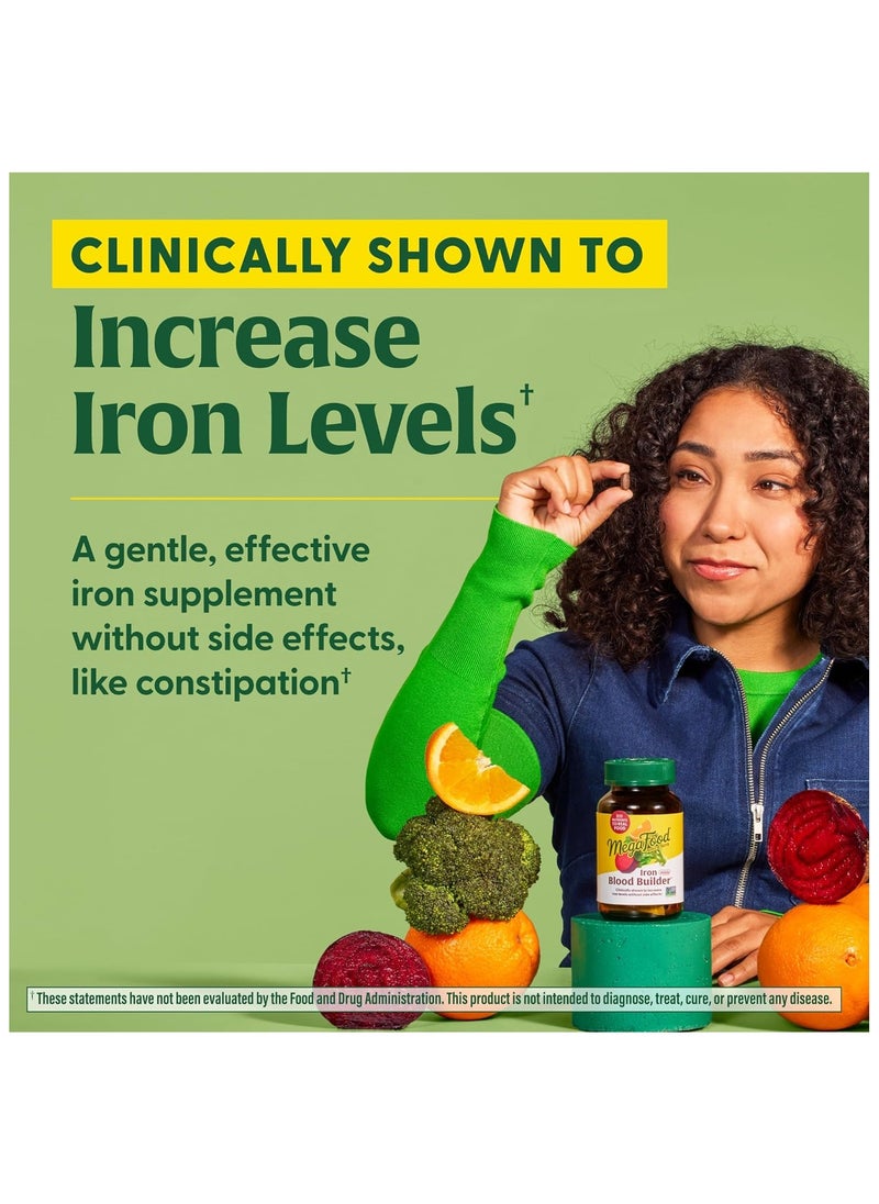 MegaFood - MegaFood Blood Builder Minis - Iron Supplement Clinically Shown to Increase Iron Levels Without Side Effects - Iron With Vitamin C, Vitamin B12 & Folic Acid - Vegan - 60 Tablets (30 servings) - Image 1