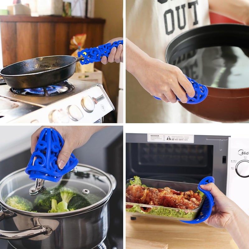 CHEFBEE 3PCS Silicone Trivet Mat - Flexible Non-Slip Heat Resistant Modern Kitchen Teapot Trivets Set for Hot Dishes, Table, Countertop Blue - Image 5