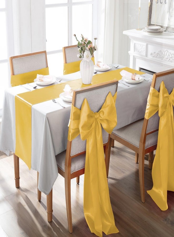 KKJIAF 2 Pack Gold Table Runners 12 x 108 Inch, Rectangular Smooth Satin Silk Table Runner for Wedding, Banquet, Birthday Party Decoration - Image 3