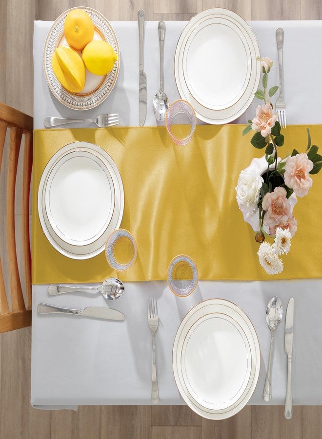KKJIAF 2 Pack Gold Table Runners 12 x 108 Inch, Rectangular Smooth Satin Silk Table Runner for Wedding, Banquet, Birthday Party Decoration - Image 4