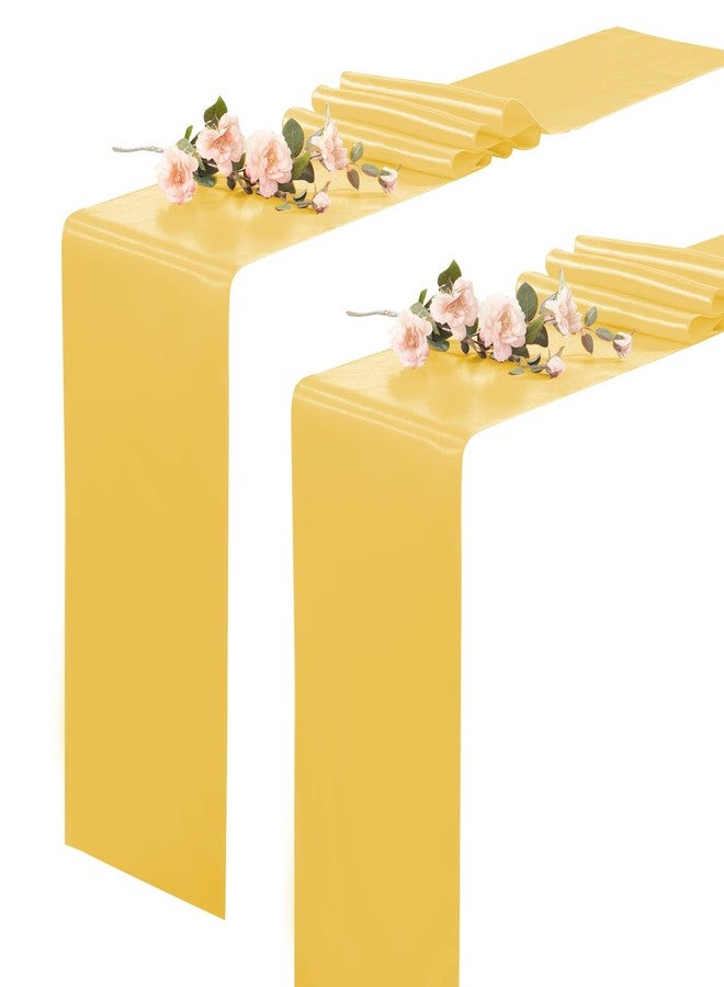 KKJIAF 2 Pack Gold Table Runners 12 x 108 Inch, Rectangular Smooth Satin Silk Table Runner for Wedding, Banquet, Birthday Party Decoration - Image 1