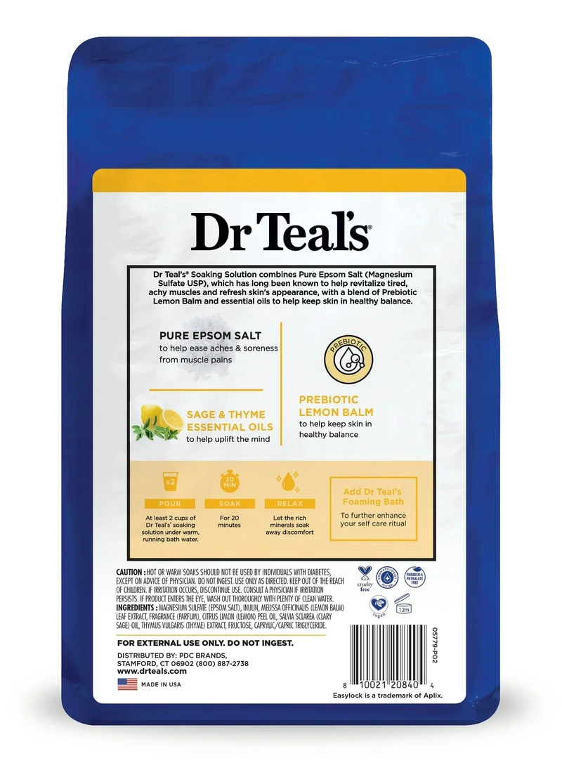 Dr Teal's Dr Teal's Epsom Salt Soaking Solution Prebiotic Lemon Balm 1.36Kg