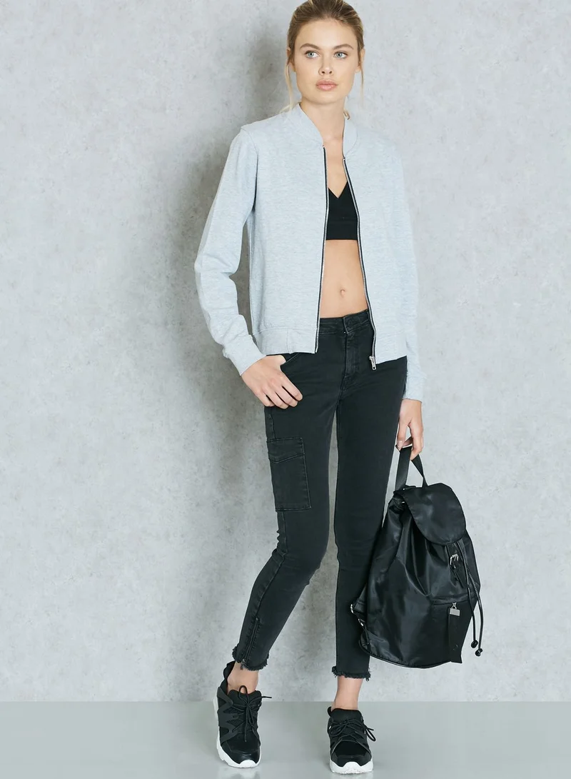Missguided Jersey Bomber Jacket