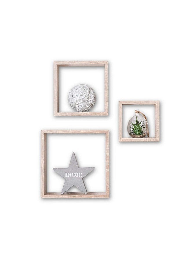 Five Simply Smart 3-Piece Fixy Floating Cube Wall Shelf Set Natural Oak 25 x 9 x 25 cm 138956C - Image 3