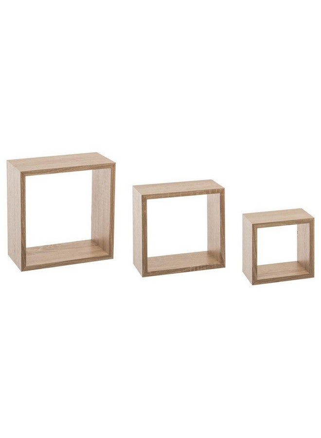 Five Simply Smart 3-Piece Fixy Floating Cube Wall Shelf Set Natural Oak 25 x 9 x 25 cm 138956C - Image 1