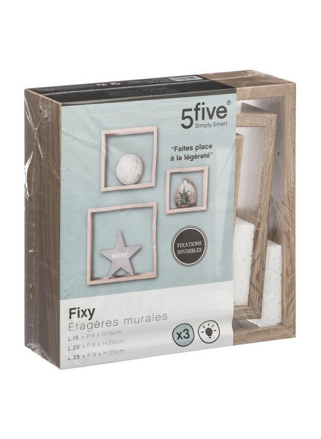 Five Simply Smart 3-Piece Fixy Floating Cube Wall Shelf Set Natural Oak 25 x 9 x 25 cm 138956C - Image 2