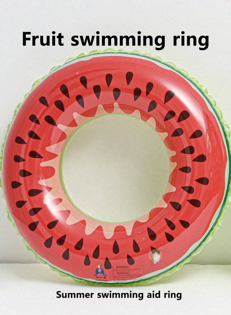 Watermelon Design Inflatable Swim Ring Brightly colored circular swim ring with a fun watermelon design that adds a playful touch to your swimming time. Suitable for adults and perfect for summer parties, pools, and beach outings.  - Image 1