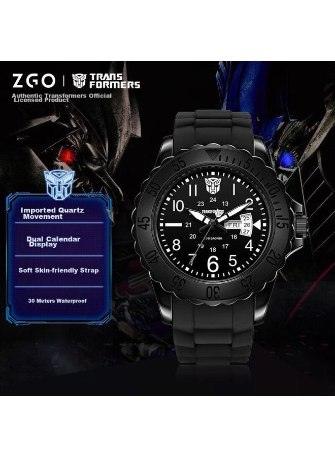 زجو Zgo Transformers ساعة أطفال، ساعة معصم للماء لطلاب المدارس الابتدائية الأولاد، ساعة إلكترونية مزدوجة التقويم للطلاب، 5371 أسود - Image 1